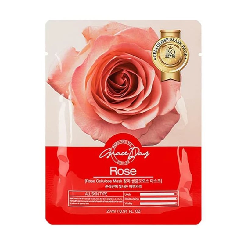 Тканинна маска для обличчя Grace Day Cellulose Mask з екстрактом троянди, 27 мл