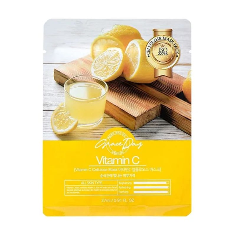 Тканинна маска для обличчя Grace Day Cellulose Mask з вітаміном С, 27 мл